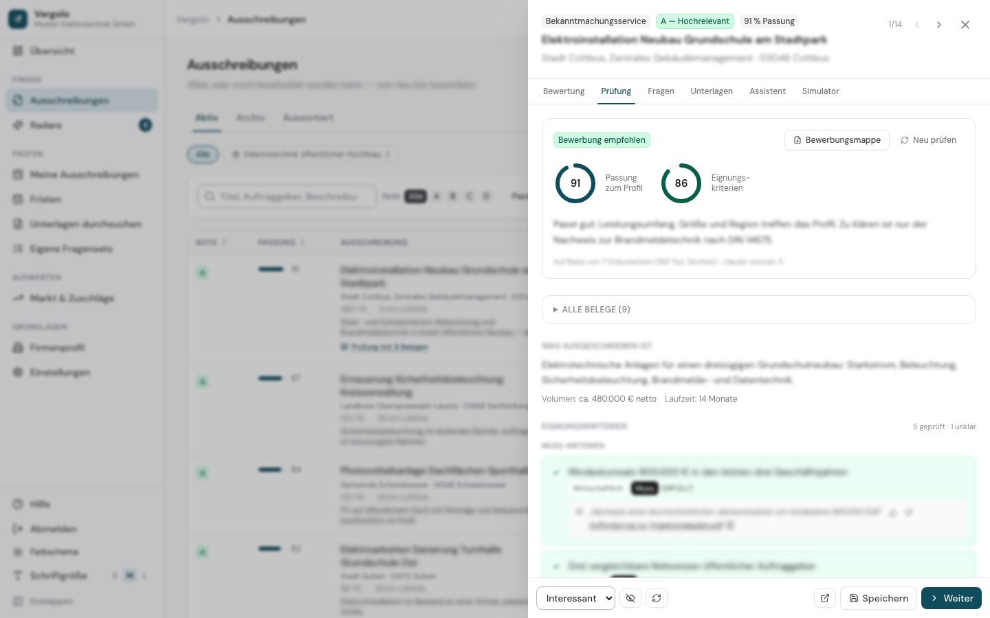 Die Tiefenanalyse: Eignungskriterien mit Belegstellen aus den Vergabeunterlagen